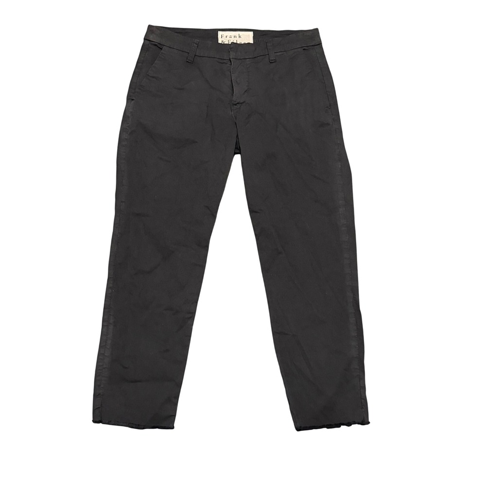 Frank & Eileen Wicklow Italian Cotton Chino Pants Black Size 4 Raw Hem Cropped